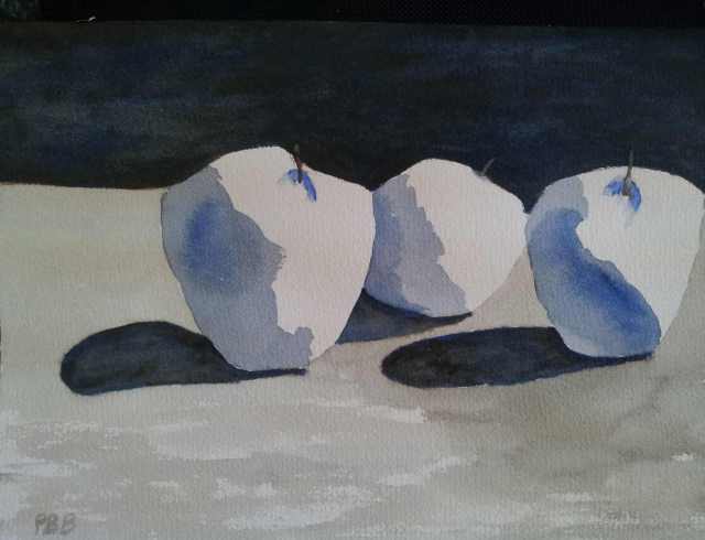 Apples in Blue - Watercolor